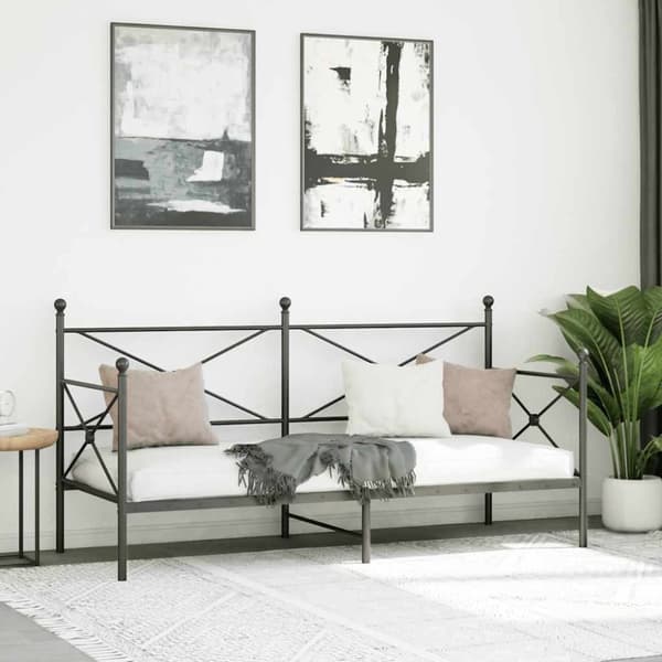 vidaXL Dagseng uten madrass svart 90x190 cm stål