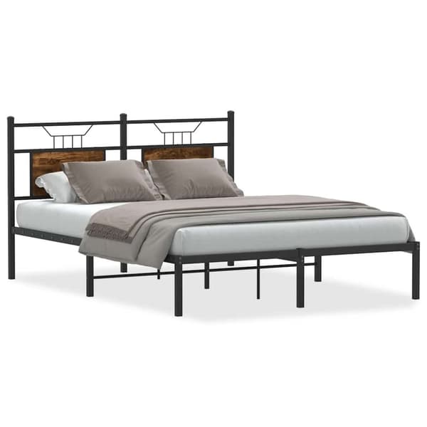 vidaXL sengeramme 137x190 cm uden madras konstrueret træ røget eg