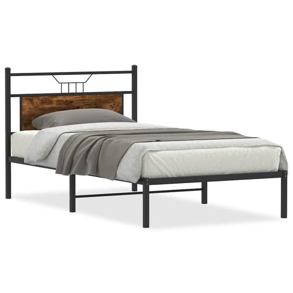vidaXL sengeramme uden madras 107x203 cm konstrueret træ røget eg