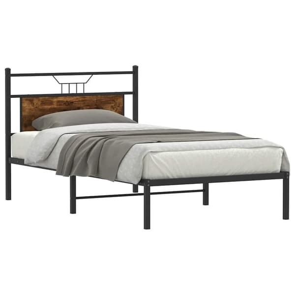vidaXL sengeramme uden madras 107x203 cm konstrueret træ røget eg
