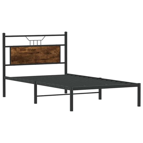 vidaXL sengeramme uden madras 107x203 cm konstrueret træ røget eg