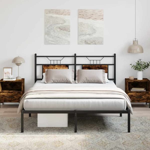 vidaXL sengeramme 140x190 cm uden madras konstrueret træ røget eg