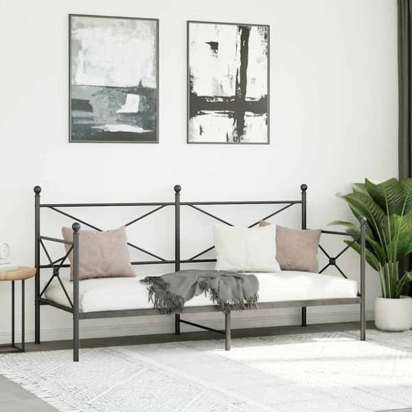 vidaXL Päiväsänky ilman patjaa Musta 75x190 cm Teräs