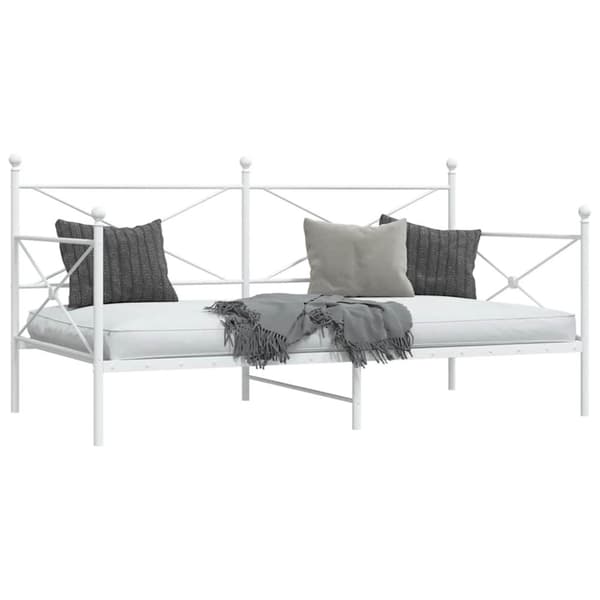 vidaXL Päiväsänky ilman patjaa Valkoinen 100x190 cm Teräs