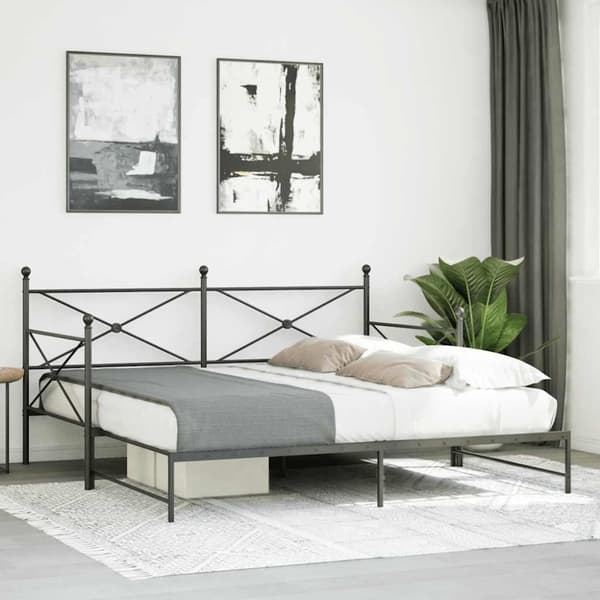 vidaXL daybed med udtræk uden madras 100x200 cm stål sort