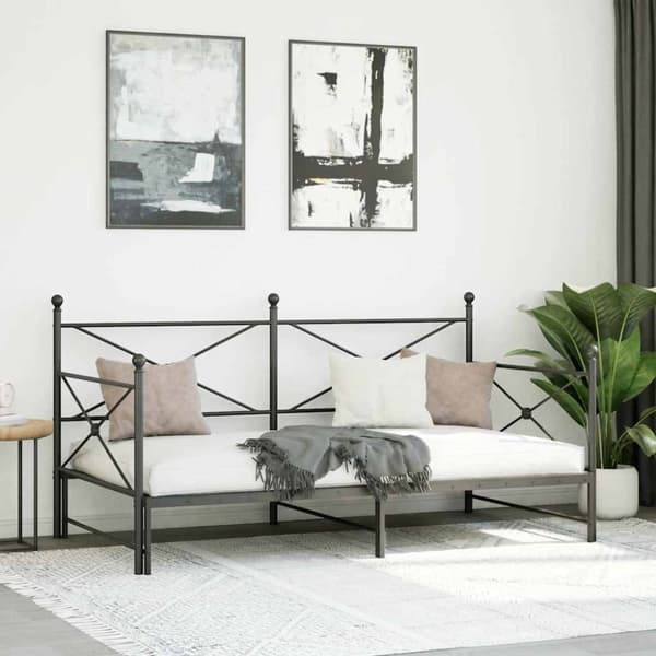 vidaXL daybed med udtræk uden madras 100x200 cm stål sort