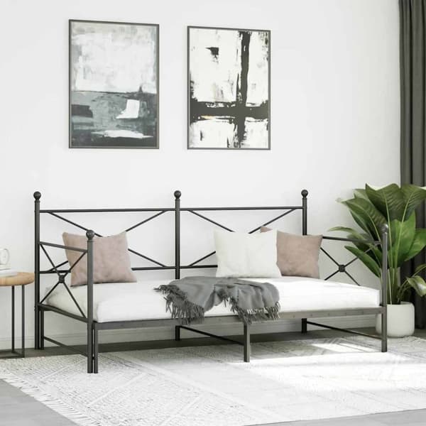 vidaXL daybed med udtræk uden madras 100x200 cm stål sort