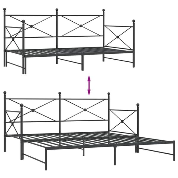 vidaXL daybed med udtræk uden madras 100x200 cm stål sort