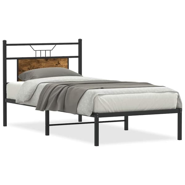 vidaXL Sengeramme uten madrass røkt eik 75x190 cm konstruert tre
