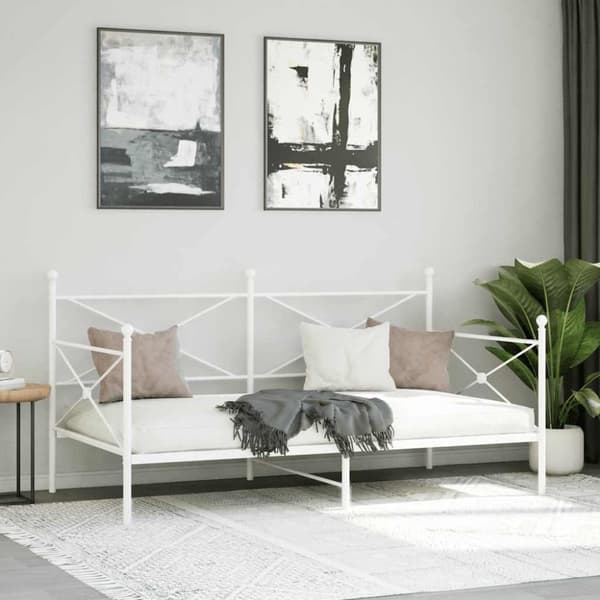 vidaXL Dagseng uten madrass hvit 100x200 cm stål