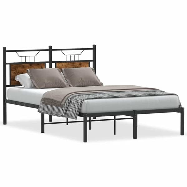 vidaXL Sengeramme uten madrass røkt eik 120x190 cm konstruert tre