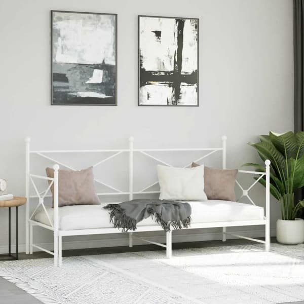 vidaXL Dagseng med trille uten madrass hvit 90x190 cm stål