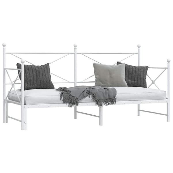 vidaXL Dagseng med trille uten madrass hvit 90x190 cm stål