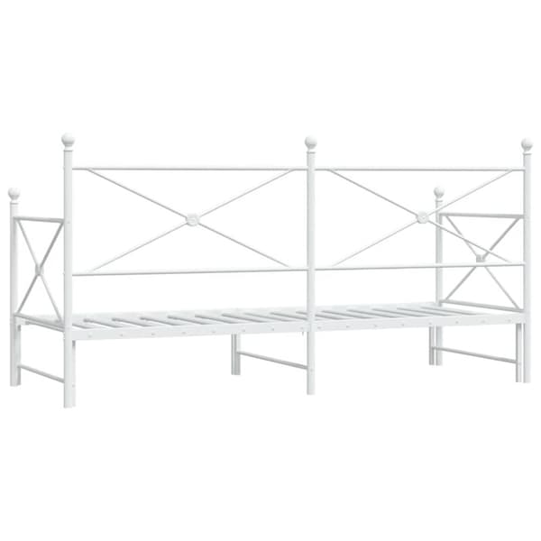 vidaXL Dagseng med trille uten madrass hvit 90x190 cm stål