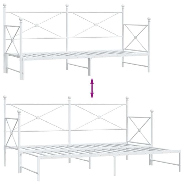 vidaXL Dagseng med trille uten madrass hvit 90x190 cm stål