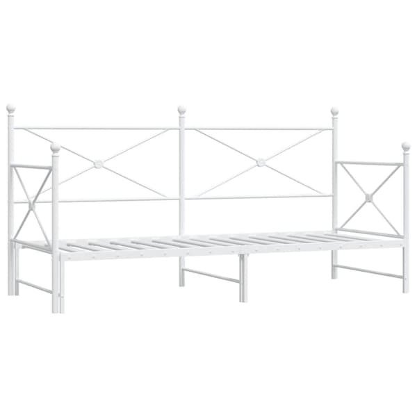 vidaXL Dagseng med trille uten madrass hvit 90x190 cm stål