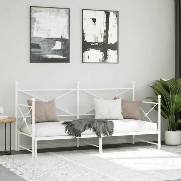 vidaXL Dagseng med trille uten madrass hvit 80x200 cm stål