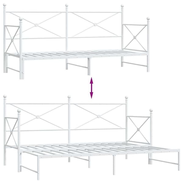 vidaXL Dagseng med trille uten madrass hvit 80x200 cm stål