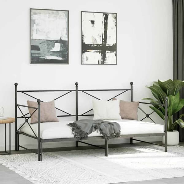 vidaXL Dagseng med trille uten madrass svart 107x203 cm stål
