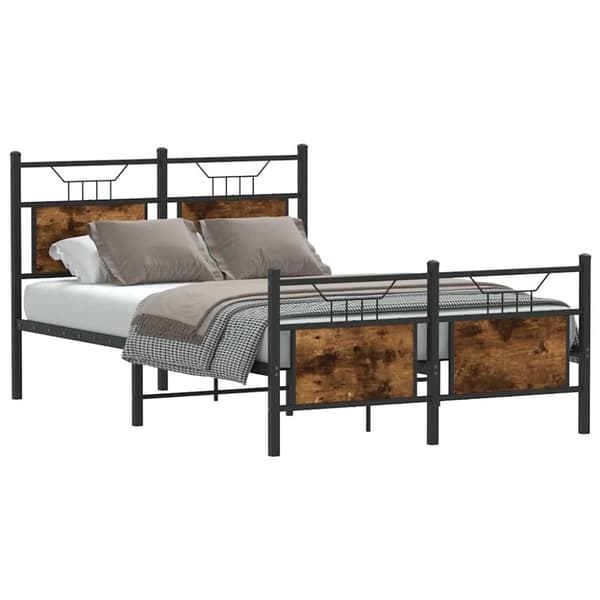 vidaXL Sängynrunko ilman patjaa savutammi 120x190 cm tekninen puu