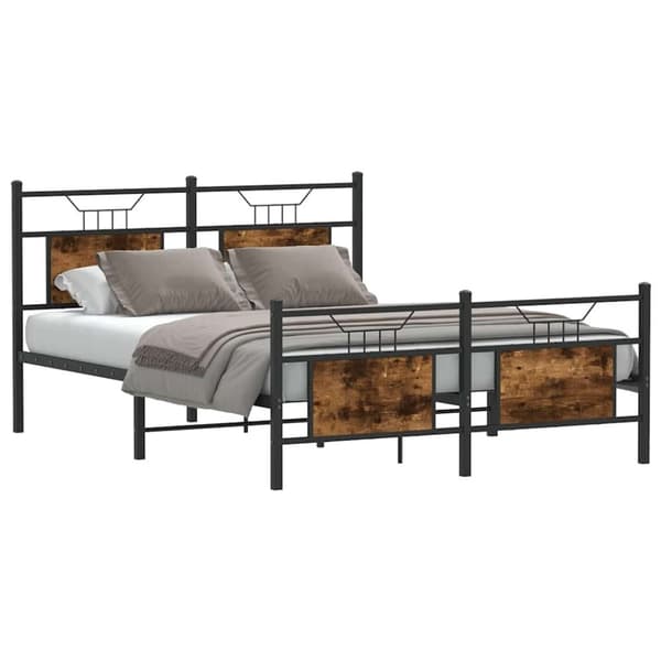 vidaXL sengeramme 150x200 cm uden madras konstrueret træ røget eg