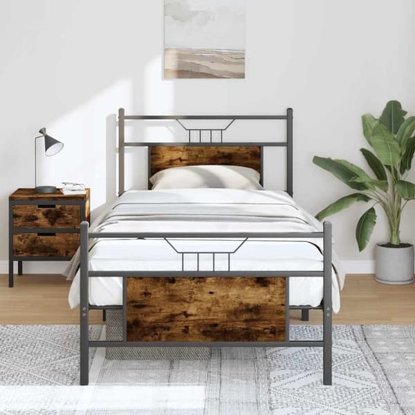 vidaXL Sängynrunko ilman patjaa savutammi 90x200 cm tekninen puu