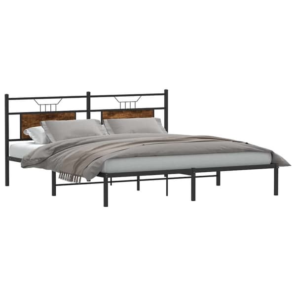 vidaXL sengeramme uden madras 183x213 cm konstrueret træ røget eg