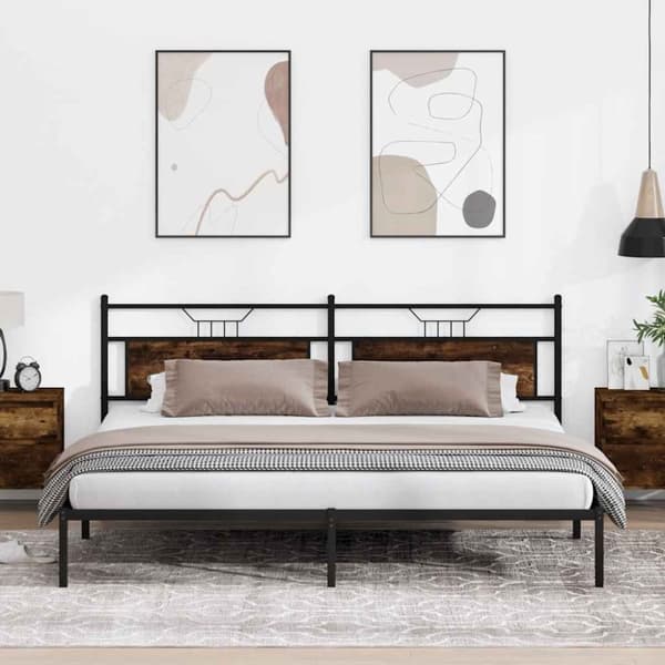 vidaXL Sengeramme uten madrass røkt eik 193x203 cm konstruert tre