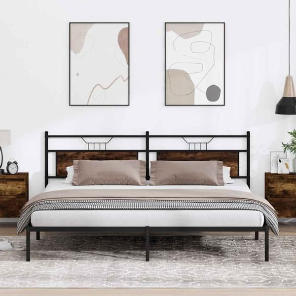 vidaXL Sengeramme uten madrass madrass røkt eik 200x200 cm