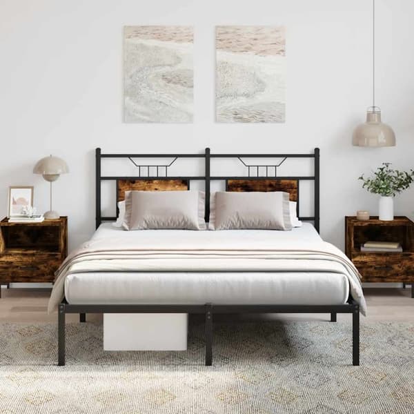vidaXL Sengeramme uten madrass røkt eik 140x200 cm konstruert tre