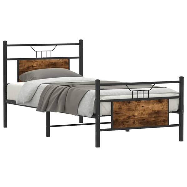 vidaXL Sengeramme uten madrass røkt eik 90x190 cm konstruert tre