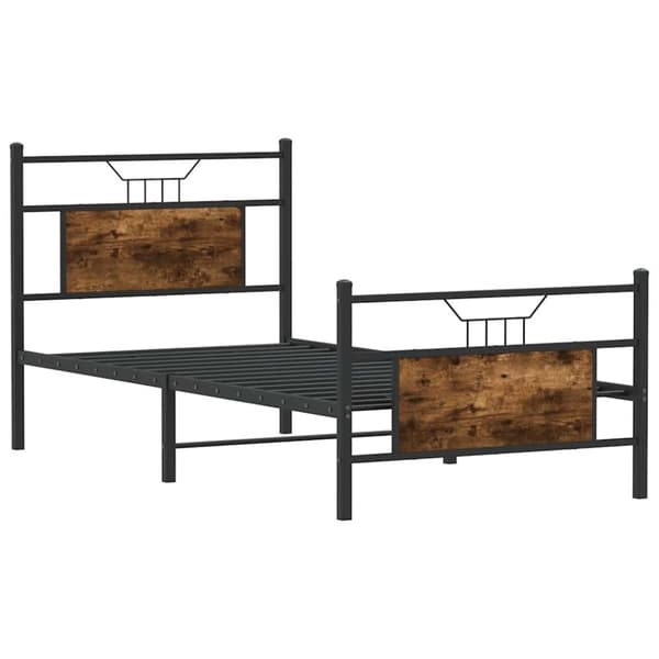 vidaXL Sengeramme uten madrass røkt eik 90x190 cm konstruert tre