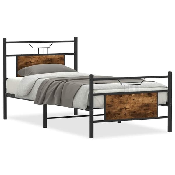 vidaXL Sengeramme uten madrass røkt eik 90x190 cm konstruert tre