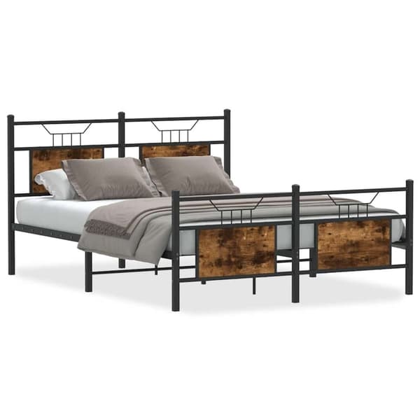 vidaXL Sengeramme uten madrass røkt eik 140x200 cm konstruert tre
