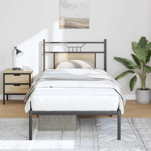 vidaXL Sengeramme uten madrass sonoma eik 75x190 cm konstruert tre