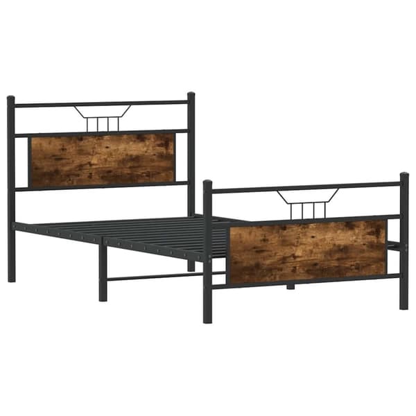 vidaXL Sengeramme uten madrass røkt eik 100x190 cm konstruert tre