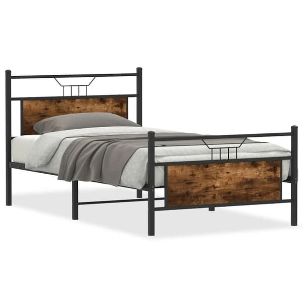 vidaXL Sengeramme uten madrass røkt eik 100x190 cm konstruert tre