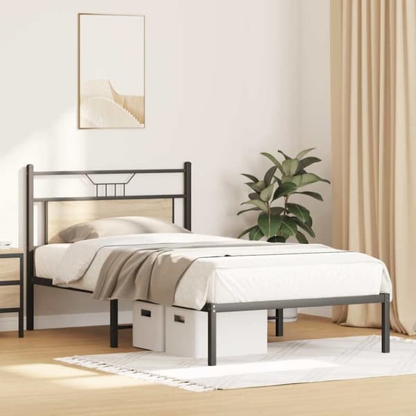 vidaXL Sengeramme uten madrass sonoma eik 107x203 cm konstruert tre