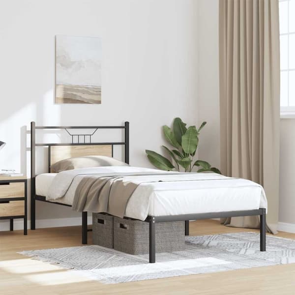 vidaXL Sengeramme uten madrass sonoma eik 90x190 cm konstruert tre
