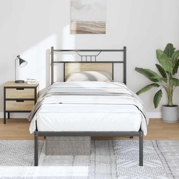 vidaXL Sengeramme uten madrass sonoma eik 90x190 cm konstruert tre