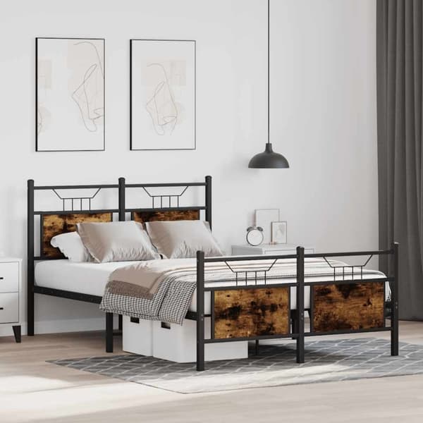 vidaXL Sengeramme uten madrass røkt eik 120x190 cm konstruert tre