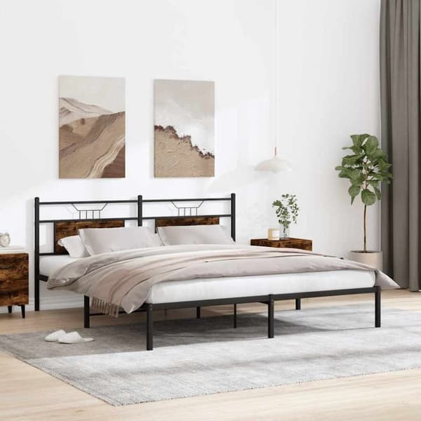 vidaXL Sengeramme uten madrass røkt eik 160x200 cm konstruert tre