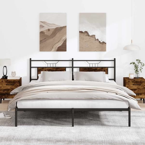 vidaXL Sengeramme uten madrass røkt eik 160x200 cm konstruert tre