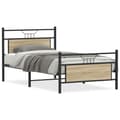 Miniatyrbillede 3 af 11: vidaXL sengeramme uden madras 107x203 cm konstrueret træ sonoma-eg