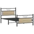 Miniatyrbillede 4 af 11: vidaXL sengeramme uden madras 107x203 cm konstrueret træ sonoma-eg