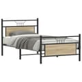 Miniatyrbillede 2 af 11: vidaXL sengeramme uden madras 107x203 cm konstrueret træ sonoma-eg