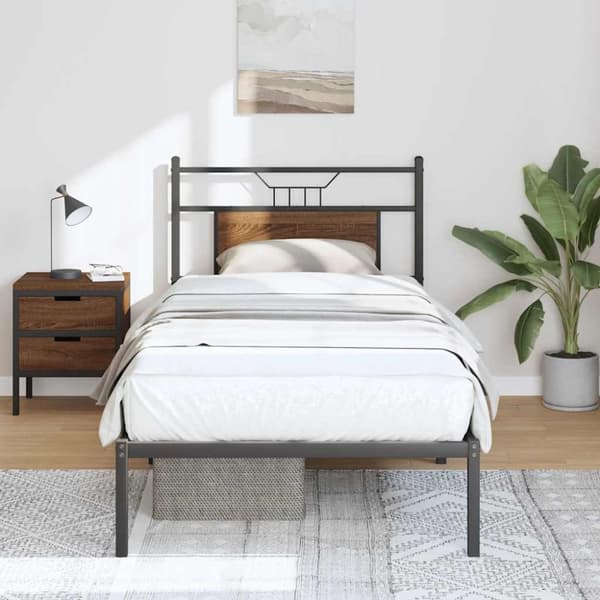 vidaXL Sängynrunko ilman patjaa ruskea tammi 80x200 cm tekninen puu