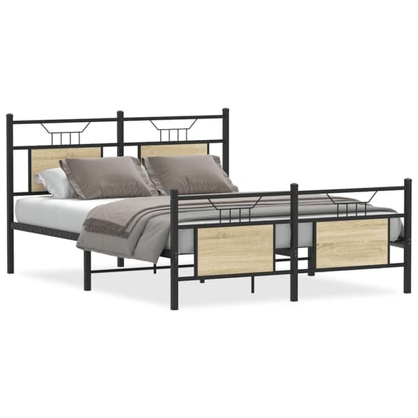 vidaXL Sängynrunko ilman patjaa Sonoma-tammi 140x190 cm tekninen puu
