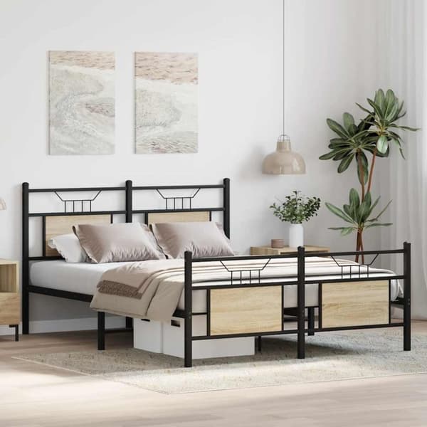 vidaXL Sengeramme uten madrass sonoma eik 140x200 cm konstruert tre
