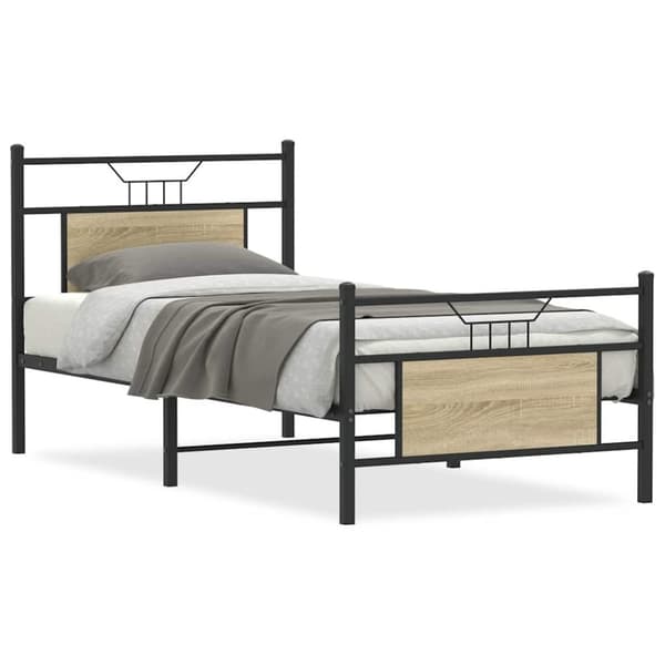 vidaXL Sengeramme uten madrass sonoma eik 90x190 cm konstruert tre